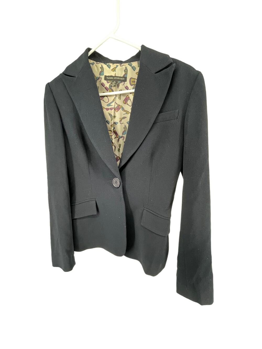 Sandra Angelozzi Black Single Button Blazer Dress Pant Suit Women's Size 34/XS